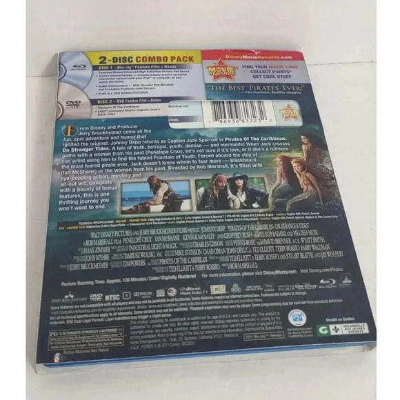 Disney Pirates Of The Caribbean Blu-Ray DVD 2 Disc Combo - Picture 2 of 3